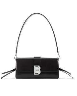 Brandon Blackwood Shoulder Bags>Nia Bag Black Hard Leather W/Silver Hardware