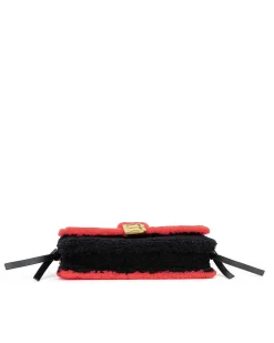 Brandon Blackwood Shoulder Bags>Nia Bag Black/Red Shearling