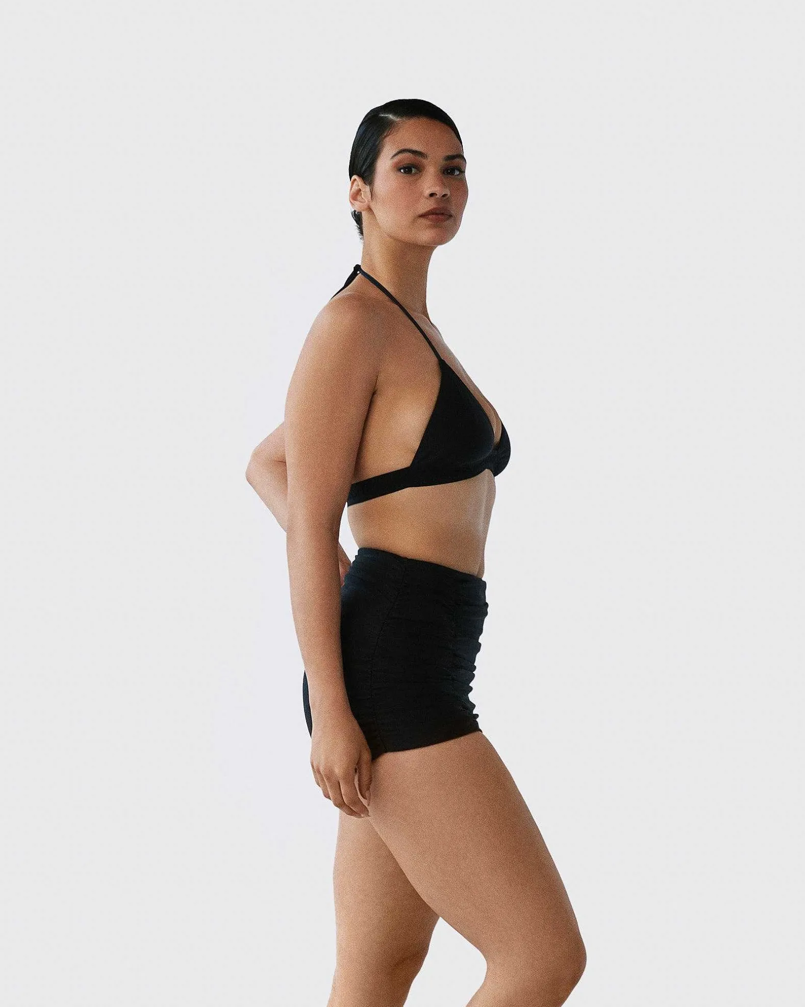 Brandon Blackwood Bottoms>Ruched Swim Skirt Black
