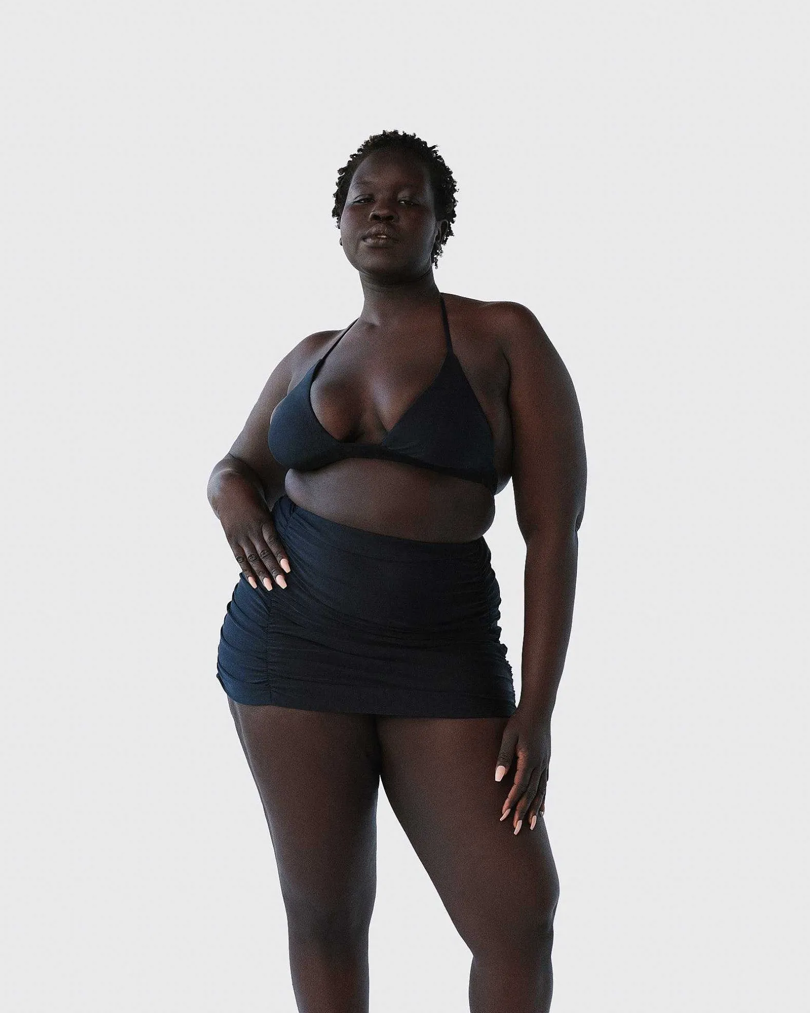 Brandon Blackwood Bottoms>Ruched Swim Skirt Black