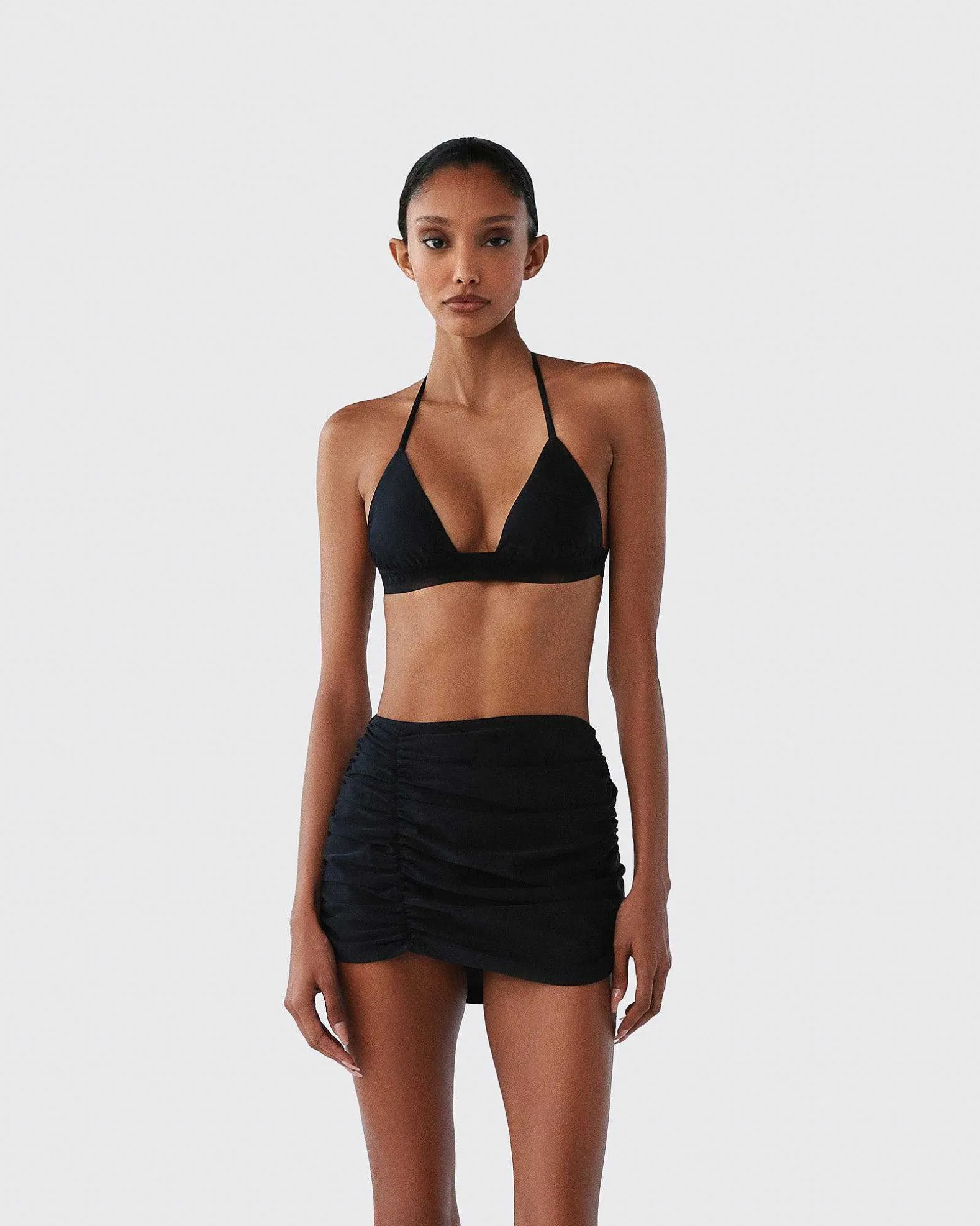 Brandon Blackwood Bottoms>Ruched Swim Skirt Black