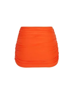 Brandon Blackwood Bottoms>Ruched Swim Skirt Orange