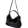 Brandon Blackwood Crossbody Bags>Sylvia Bag Black Cracked Leather
