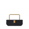 Brandon Blackwood Top Handle Bags>Vanity Purse | 24K Gold Plated Hardware Black Leather