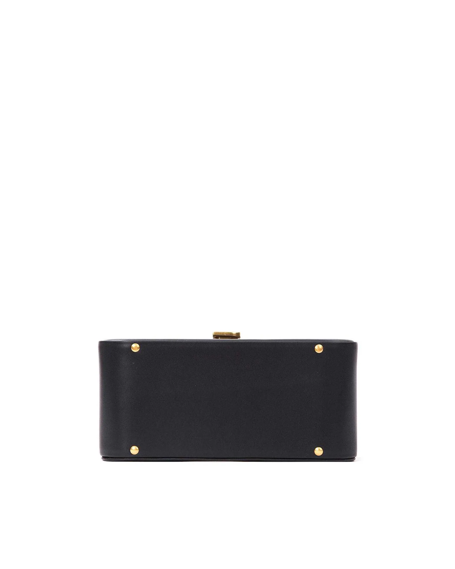 Brandon Blackwood Top Handle Bags>Vanity Purse | 24K Gold Plated Hardware Black Leather